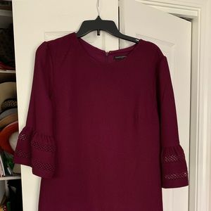 Wine bell sleeve dress
